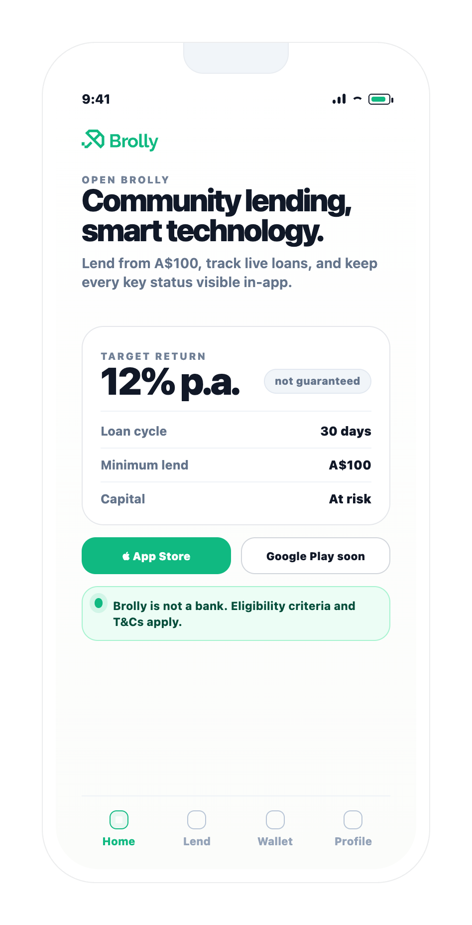 Open Brolly app screen